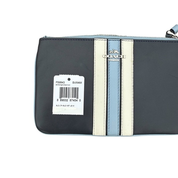 Coach Navy Blue Leather Wristlet - Picture 8 of 13